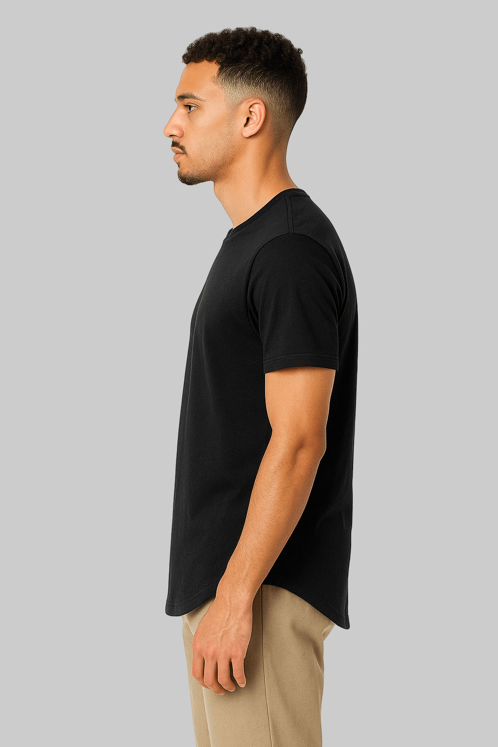 Black Urban Edge: Curved Drop Fit Tee - Muscolo Menswear