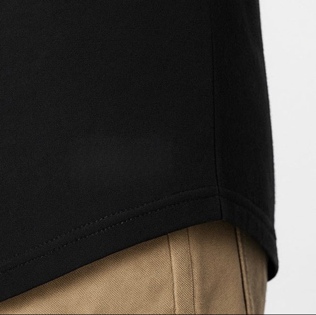 Black Urban Edge: Curved Drop Fit Tee - Muscolo Menswear